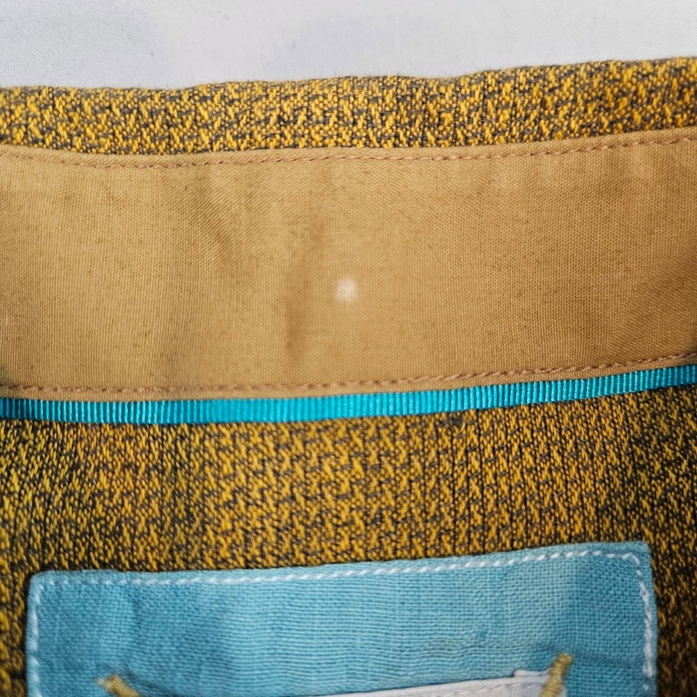 32 BAR BLUES | Mens Mustard Yellow Textured Long Sleeve Button Down Shirt Large - Picture 8 of 15
